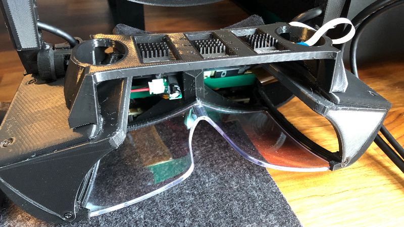 North Star headset with T261 being calibrated using the new hybrid calibrator