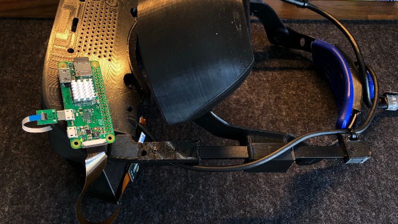 Top view of North Star headset with a Pi Zero Cam setup